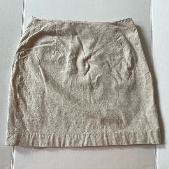𝅺concept XXV Linen Blend Tan Heather 2 Button Closure Wrap Skirt, Size M - Picture 10 of 10
